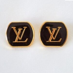 Louis Vuitton Brown and Gold Studs